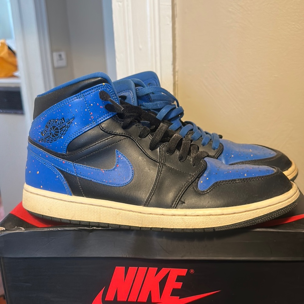 Blue confetti jordan 1s